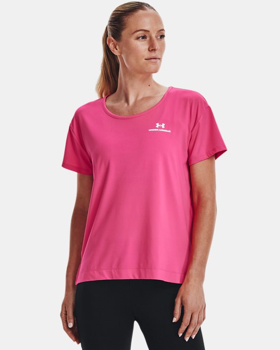 Women's UA RUSH™ Energy Core Short Sleeve, Pink, pdpMainDesktop image number 1